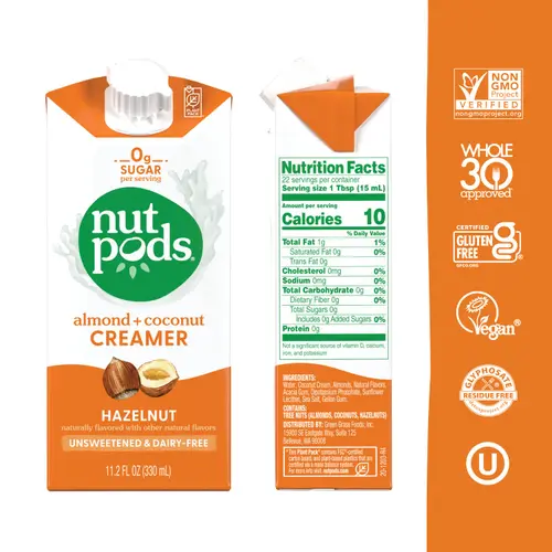 nutpods Hazelnut Unsweetened Dairy-Free Coffee Creamer 11.2oz 4-pack thumbnail 2