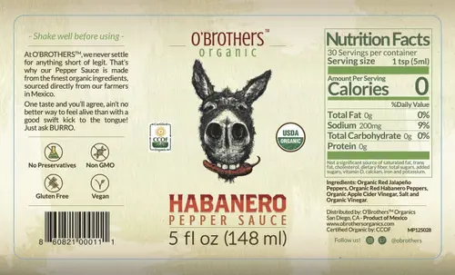 O'Brothers Organic Habanero Pepper Sauce, 5 oz thumbnail 2