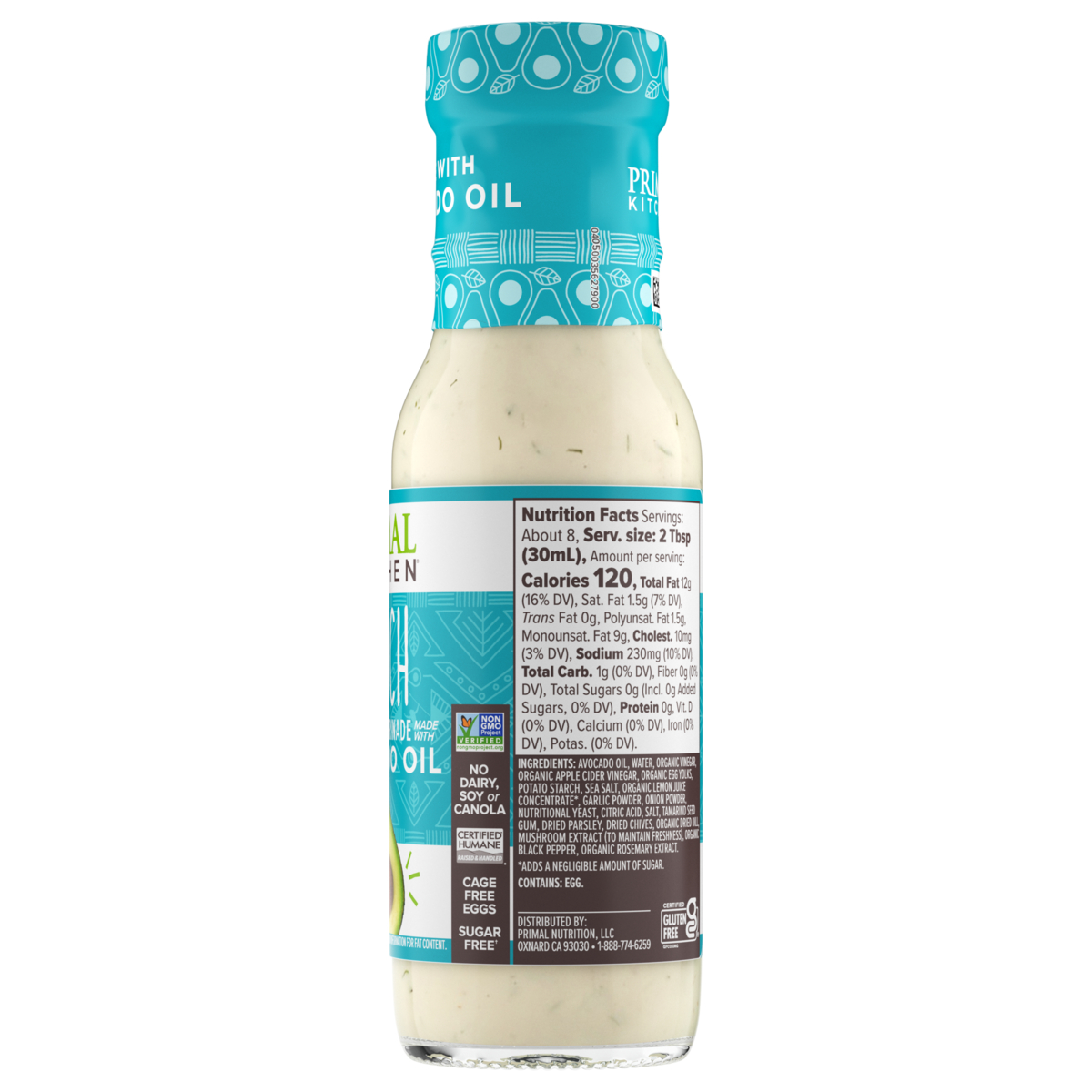 Primal Kitchen Avocado Oil Ranch Dressing & Marinade, 8 fl oz thumbnail 3