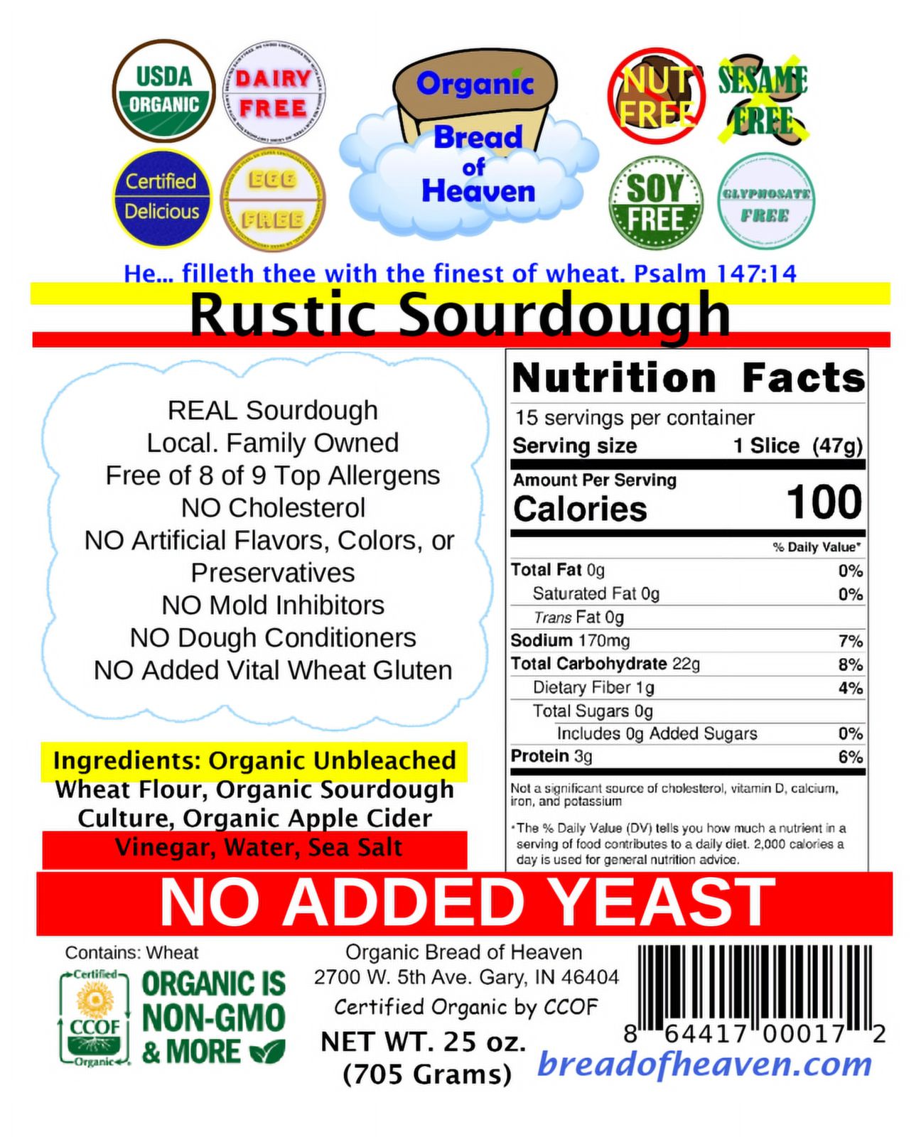 Organic Bread of Heaven ~ Rustic Sourdough 25 oz thumbnail 2