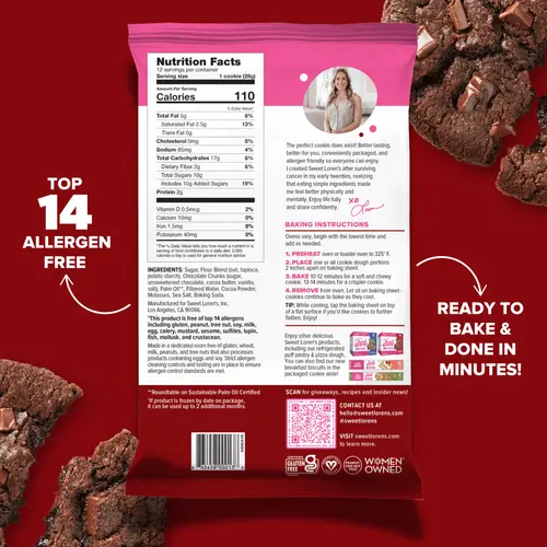 Sweet Loren's Ready to Bake Fudgy Brownie Cookie Dough, Gluten Free & Vegan, Top 14 Allergen Free, 12 oz thumbnail 3