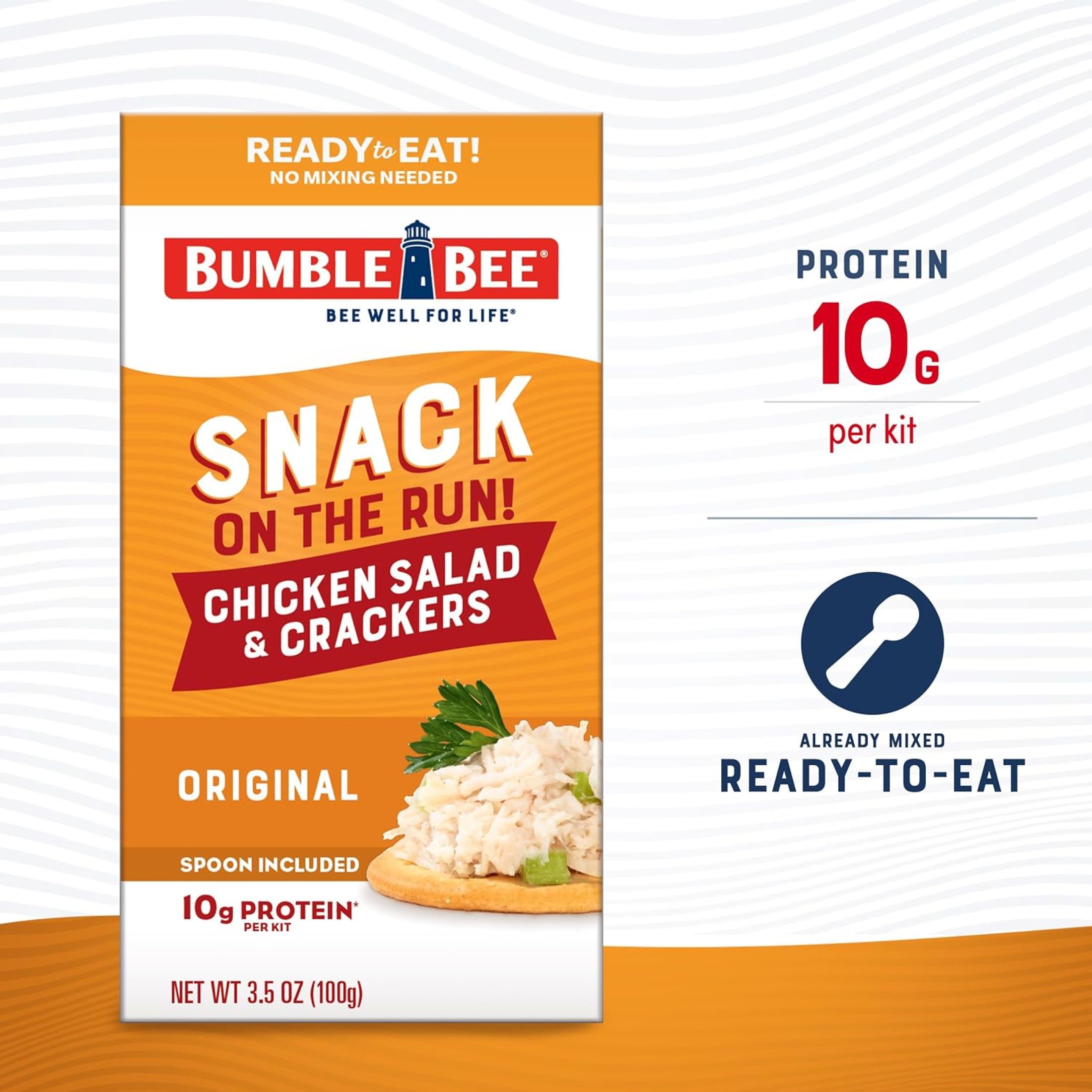 Bumble Bee Snack on the Run Chicken Salad with Crackers kit, Ready to Eat, Spoon Included, Shelf Stable, Pack of 3, 3.5 oz box thumbnail 2