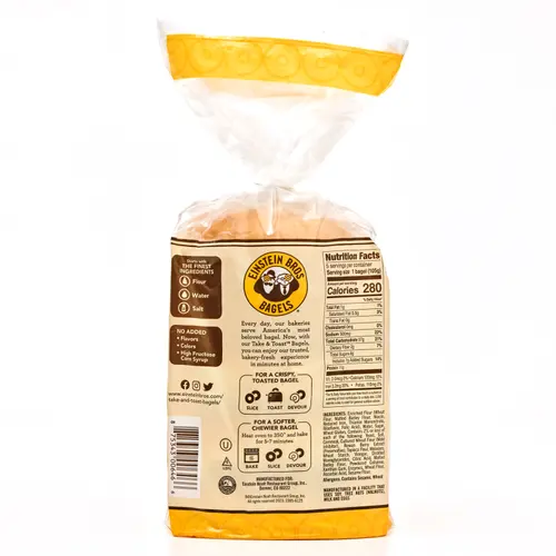 Einstein Bros Bagels Take & Toast, Plain Bagel, 5 Count, 18.5oz Bag thumbnail 3