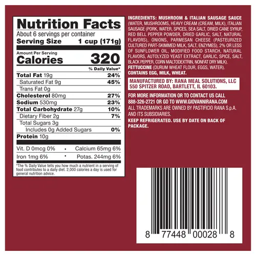 Giovanni Rana Fettuccine Sausage & Mushroom Premium Meal Kit Tray (Family Size, 38oz), Refrigerated thumbnail 4