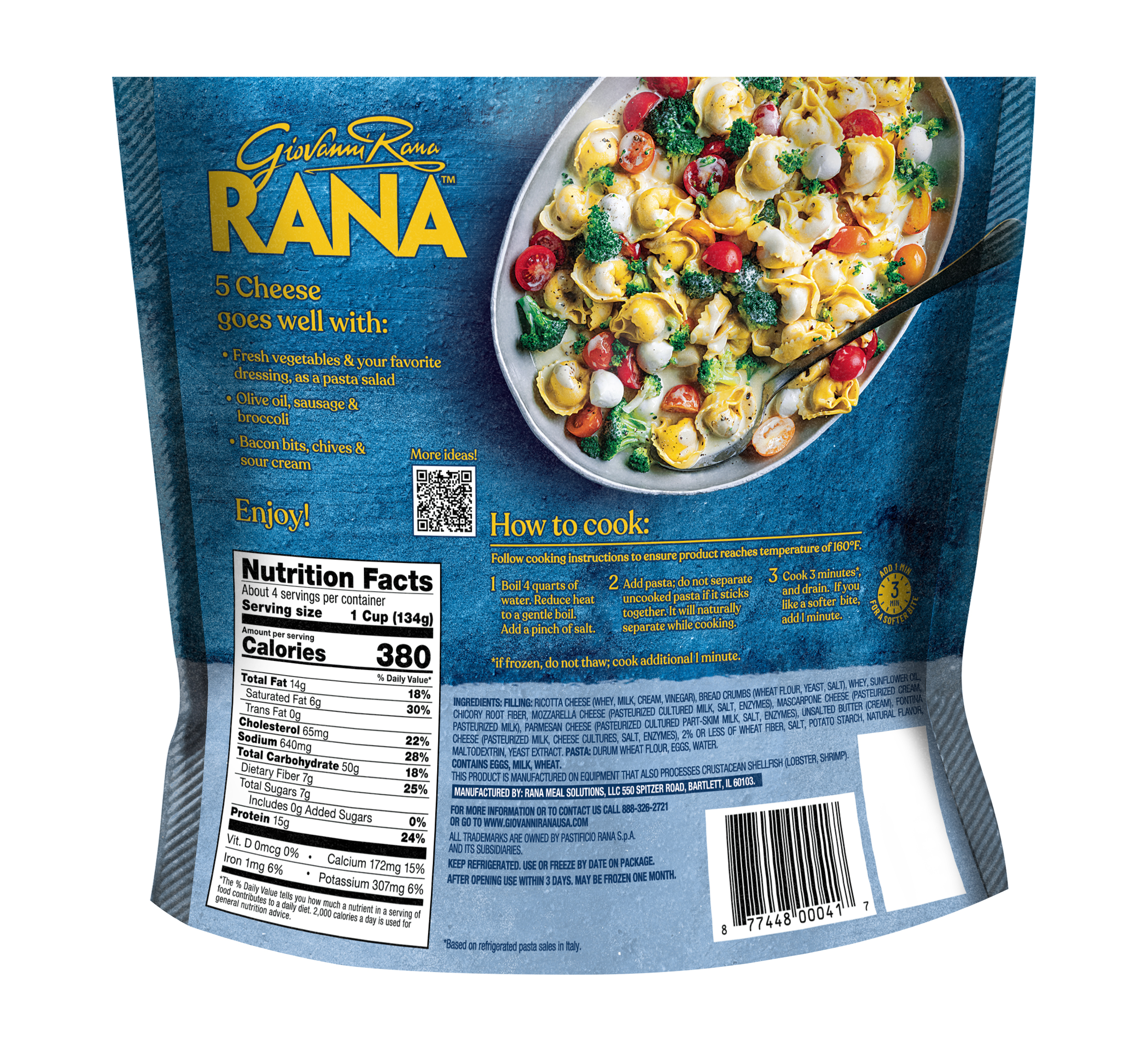 Giovanni Rana Tortellini 5 Cheese Premium Flat Cut Pasta Bag (Family Size, 18oz), Refrigerated thumbnail 3