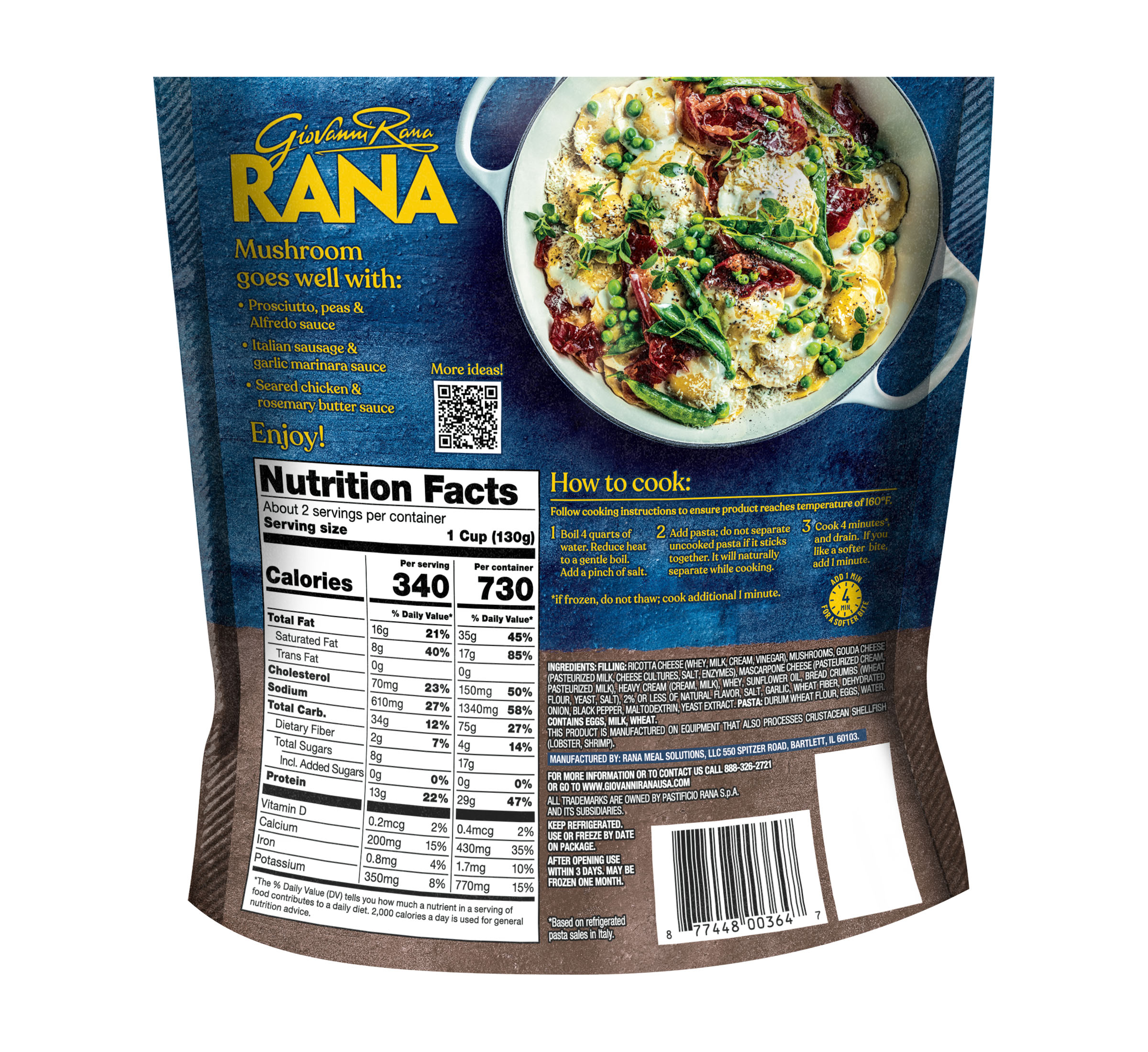 Giovanni Rana Family Size Mushroom Ravioli 18 oz, Refrigerated, Refer to Packaging for Allergens thumbnail 3