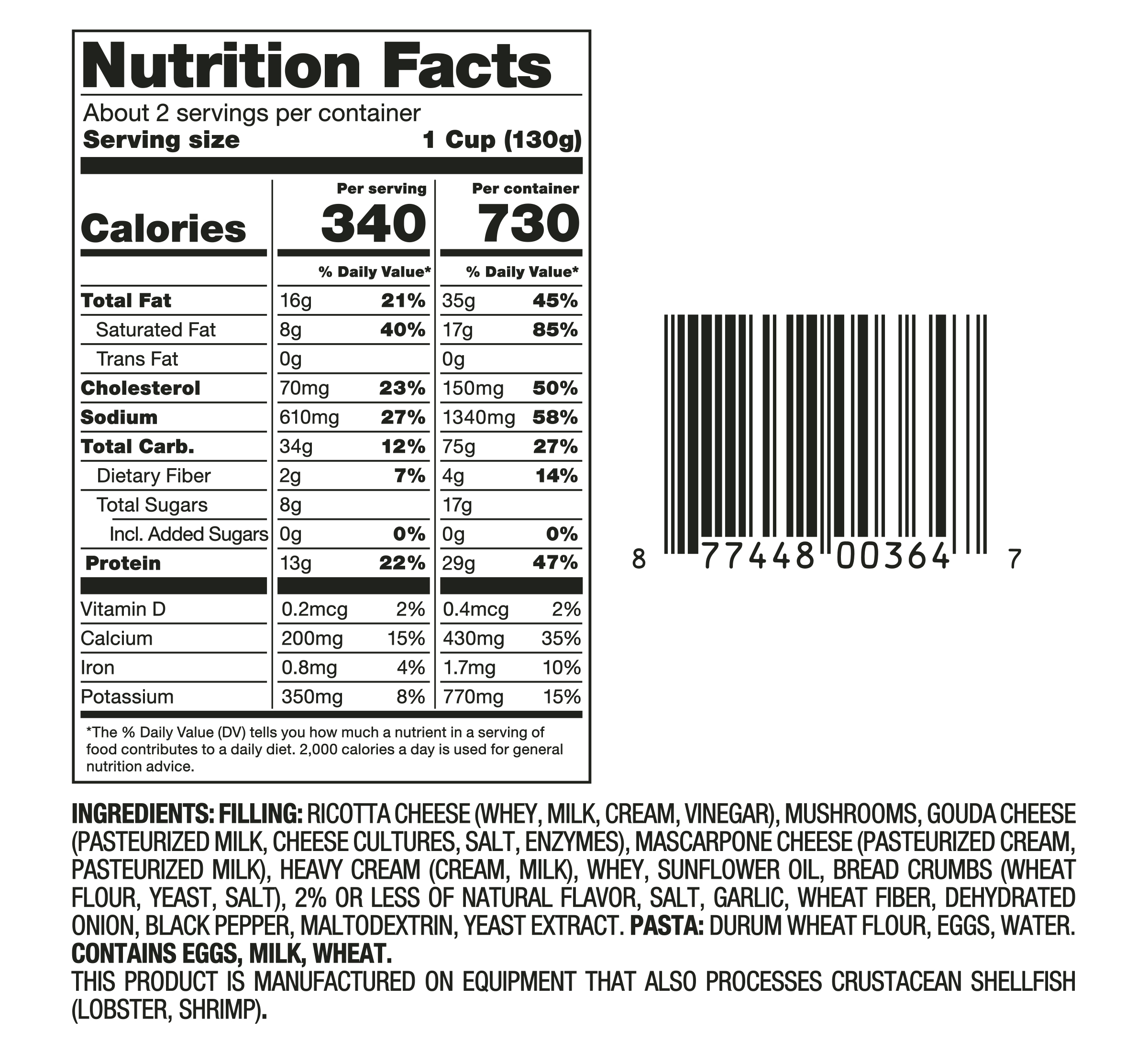 Giovanni Rana Family Size Mushroom Ravioli 18 oz, Refrigerated, Refer to Packaging for Allergens thumbnail 4