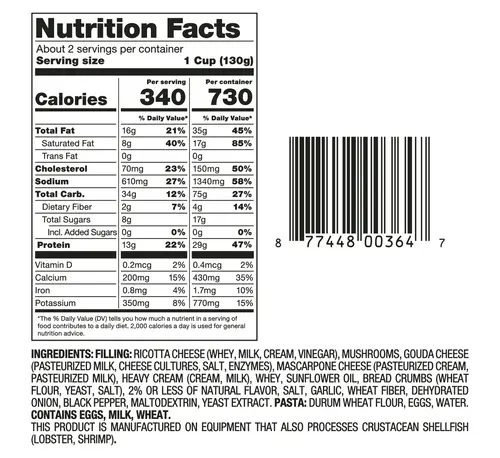 Giovanni Rana Family Size Mushroom Ravioli 18 oz, Refrigerated, Refer to Packaging for Allergens thumbnail 4