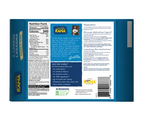 Giovanni Rana Homestyle Lasagna Five Cheese Premium Meal Kit Tray (Family Size, 40oz, Fresh) thumbnail 2