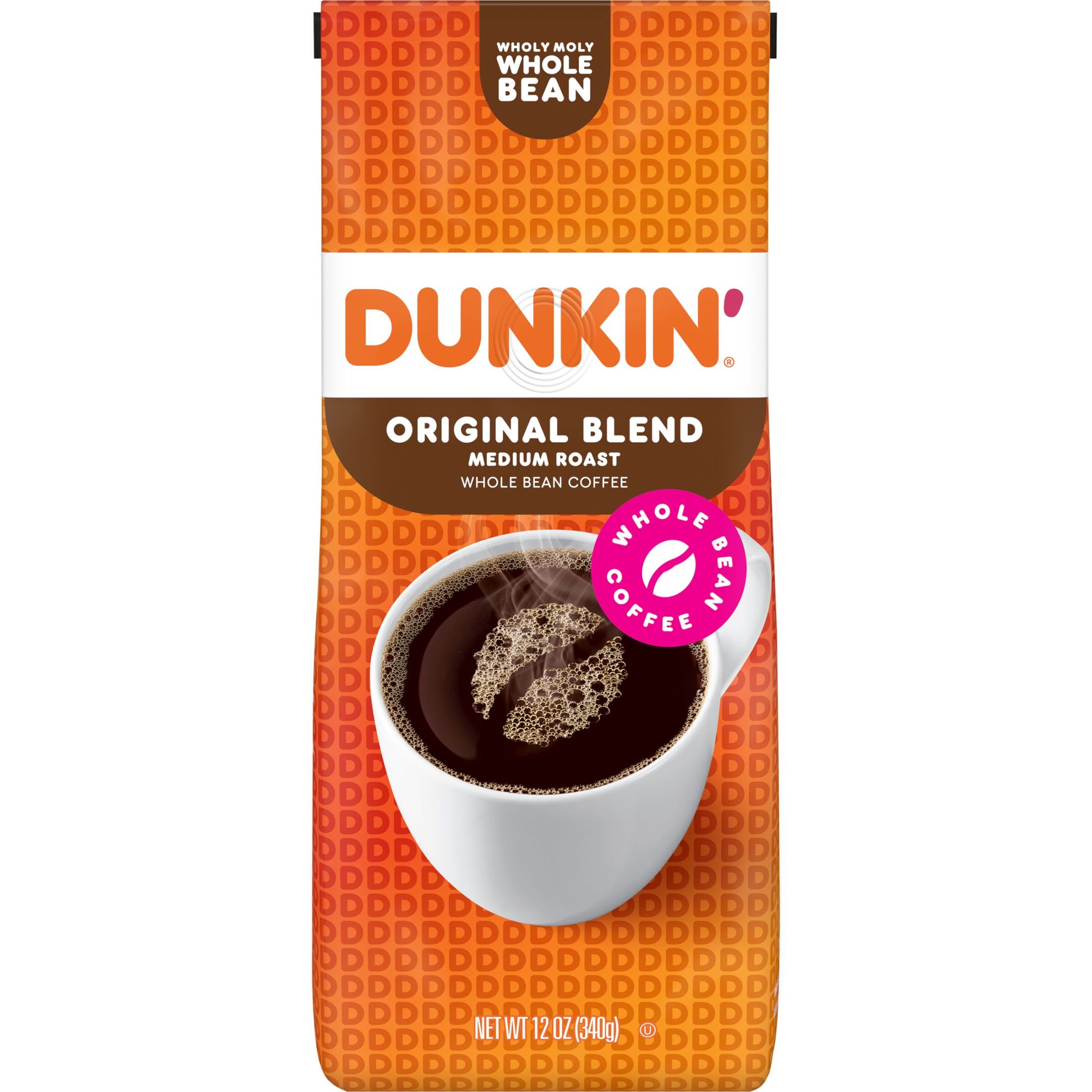 Dunkinâ€™ Original Blend Whole Bean Coffee, Medium Roast, 12 oz Bag