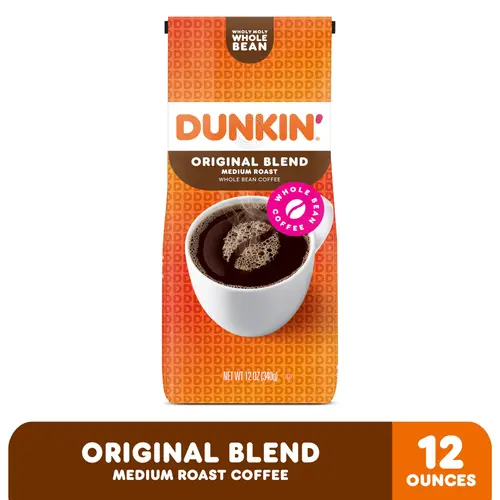 Dunkinâ€™ Original Blend Whole Bean Coffee, Medium Roast, 12 oz Bag thumbnail 2