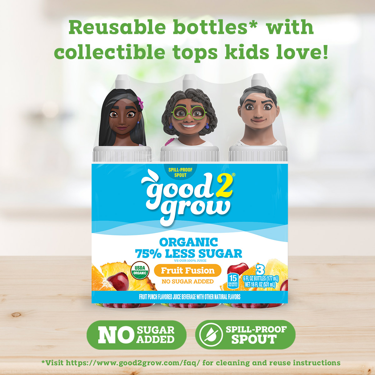 good2grow 6oz Organic Low Sugar Fruit Fusion Juice 3 Pack (Character Tops Vary) thumbnail 2