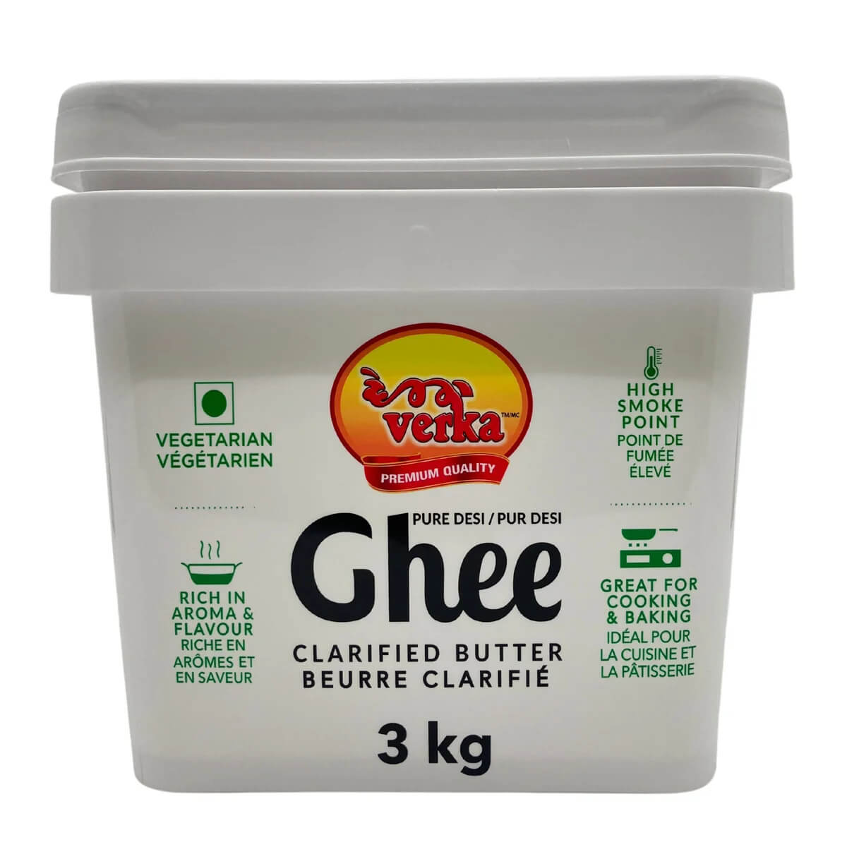 Verka Pure Desi Ghee Clarified Butter, 6.6 lbs (3 kg) - Authentic Rich Flavor