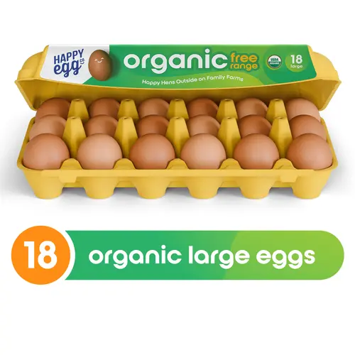 Happy Egg Co Organic Free-Range Large Brown Eggs, 18 Count