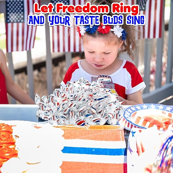 Patriotic Twist Mints, 4th of July, Memorial Day, Labor Day, USA, Parade Candy, Individually Wrapped, Approx. 172 Pieces, 2 lbs thumbnail 4
