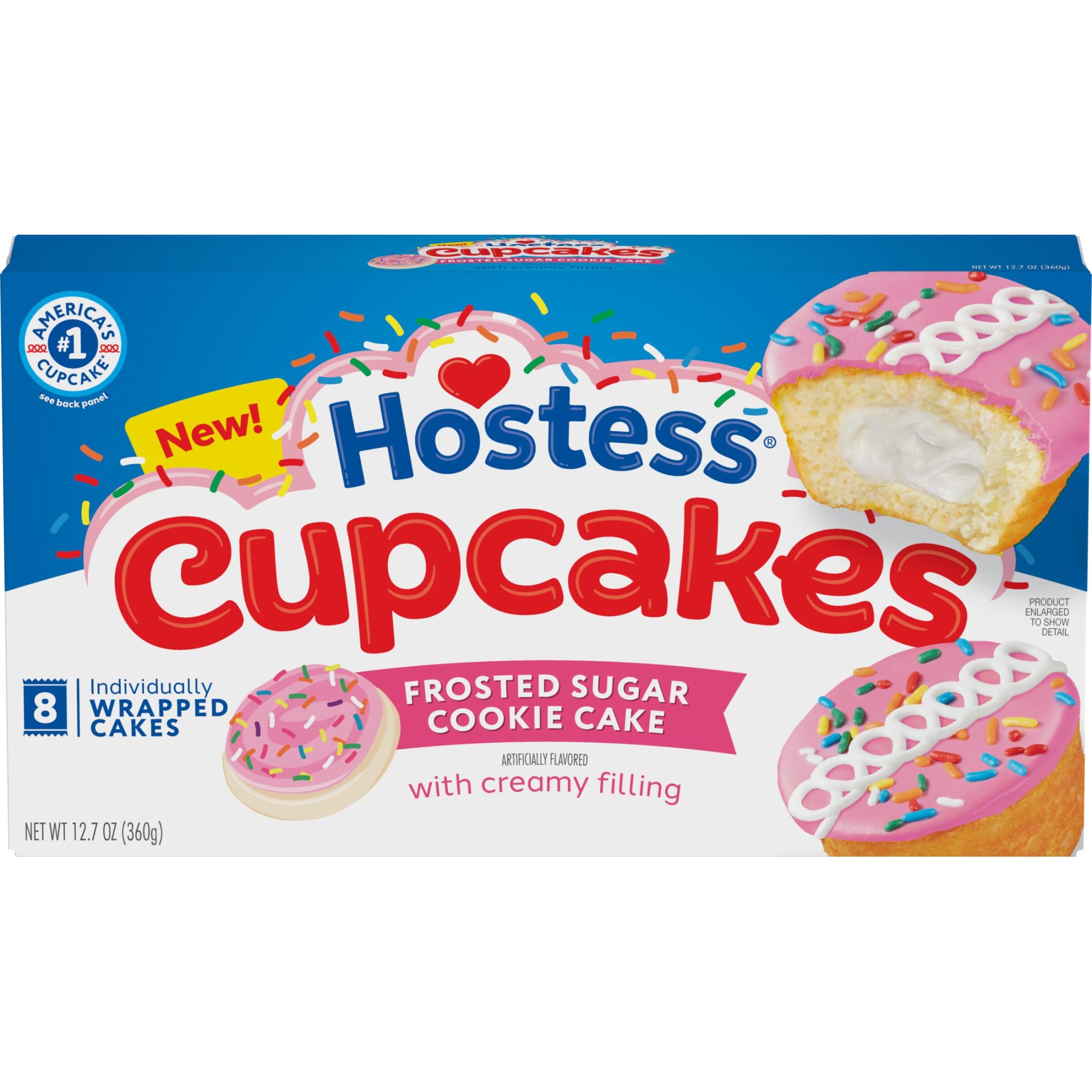 Hostess Cupcakes, Frosted Sugar Cookie Artificially Flavored Snack Cakes, 12.7 Oz. Box (8 Ct., Individually Wrapped)