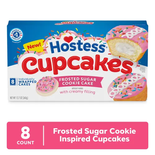 Hostess Cupcakes, Frosted Sugar Cookie Artificially Flavored Snack Cakes, 12.7 Oz. Box (8 Ct., Individually Wrapped) thumbnail 2