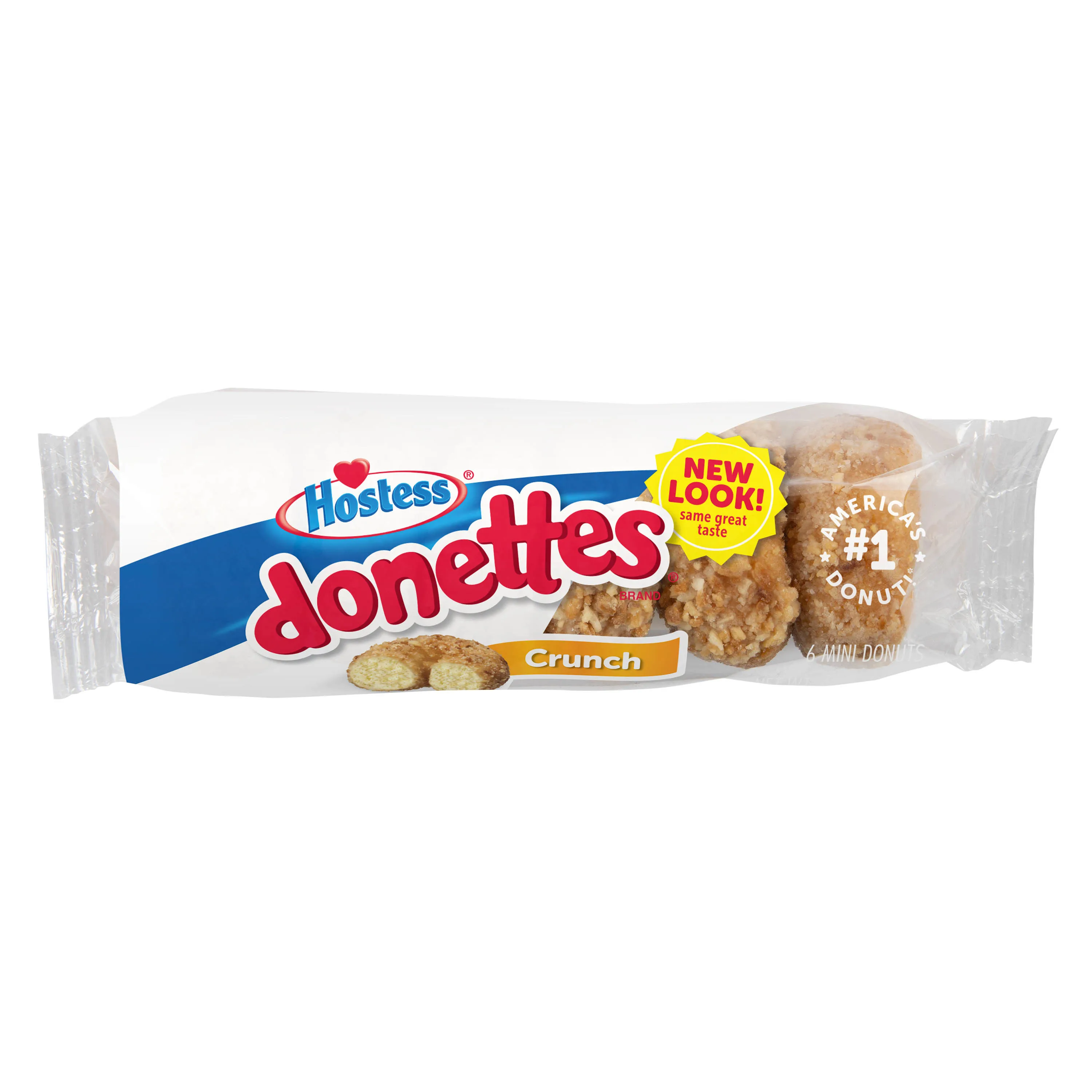 Hostess Crunch Donettes Donuts, Single Serve, 6 Count Wide, 4 oz.