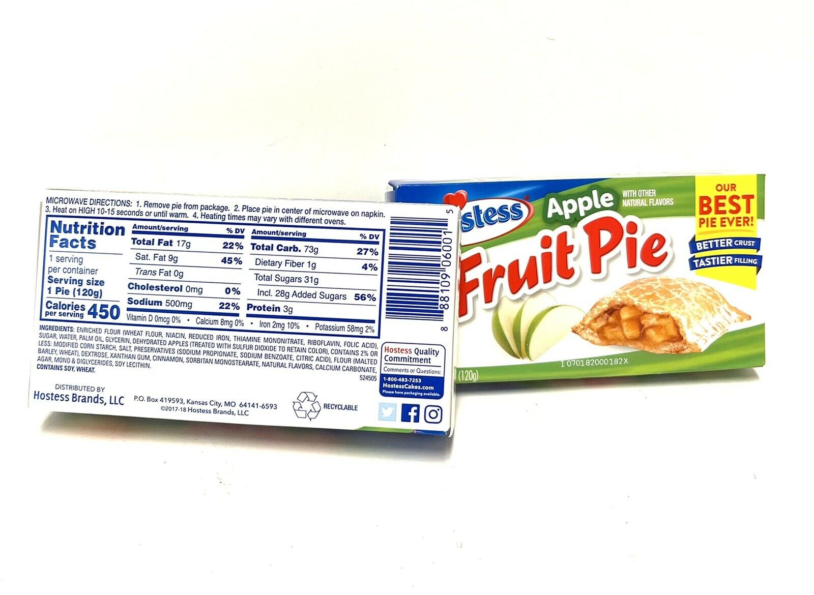 Hostess Fruit Pie, Apple Filled, Single Serve, 4.25 oz., 1 Count Wide Regular.  Cardboard Box. thumbnail 2