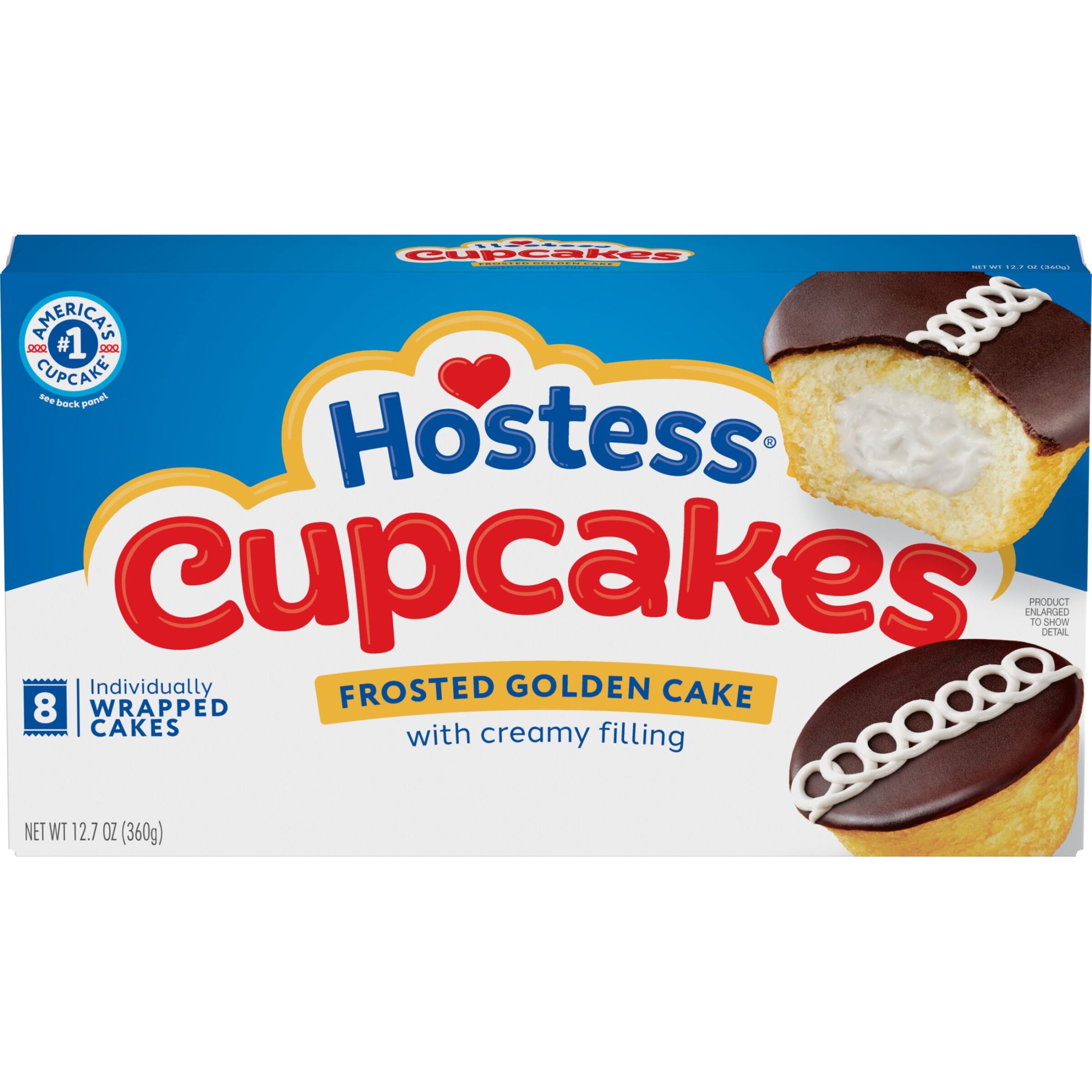Hostess Cupcakes, Golden Snack Cakes, 12.7 oz Box (8 Ct.)