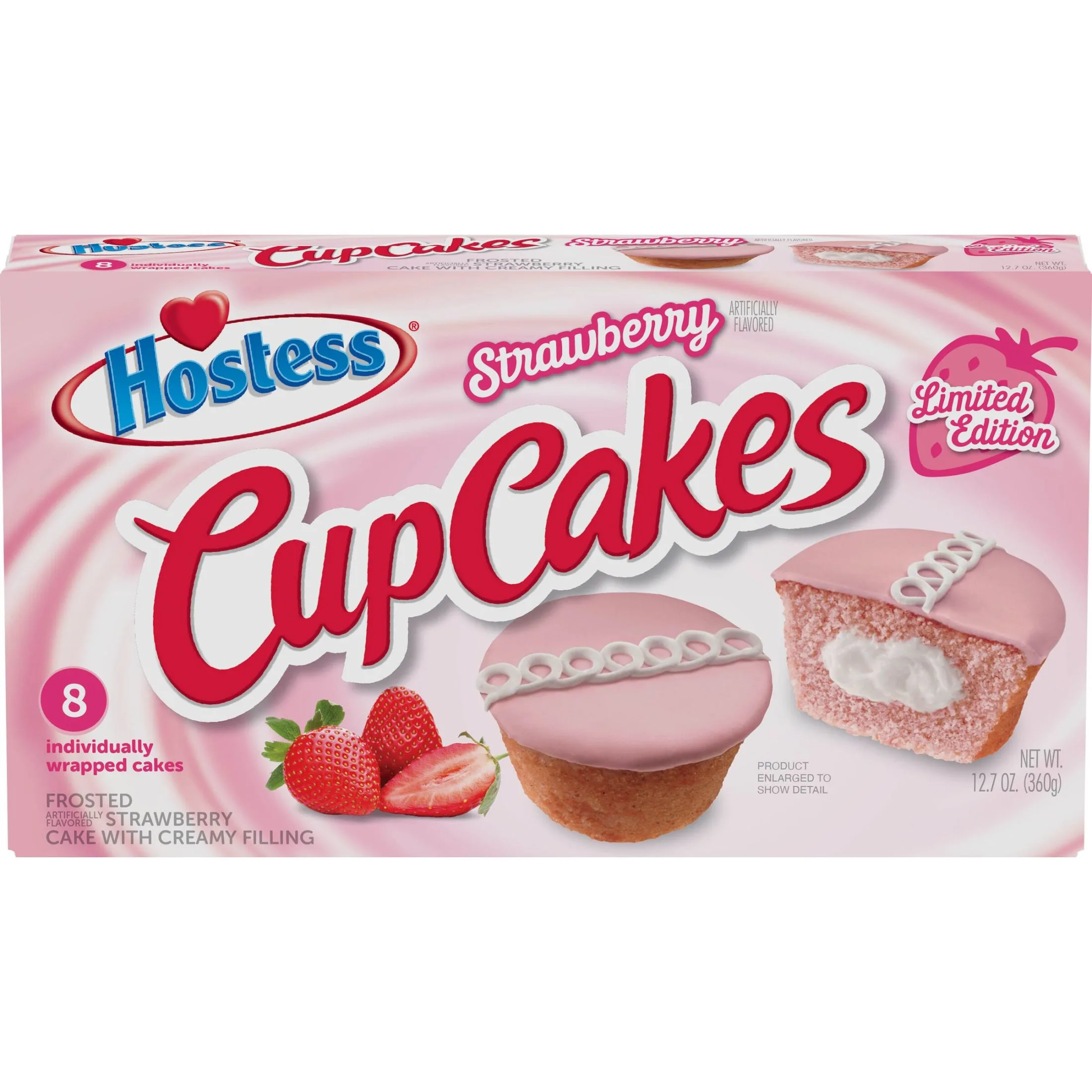 HOSTESS Limited Edition Strawberry Flavored CupCakes, 8 Count, 12.7 oz