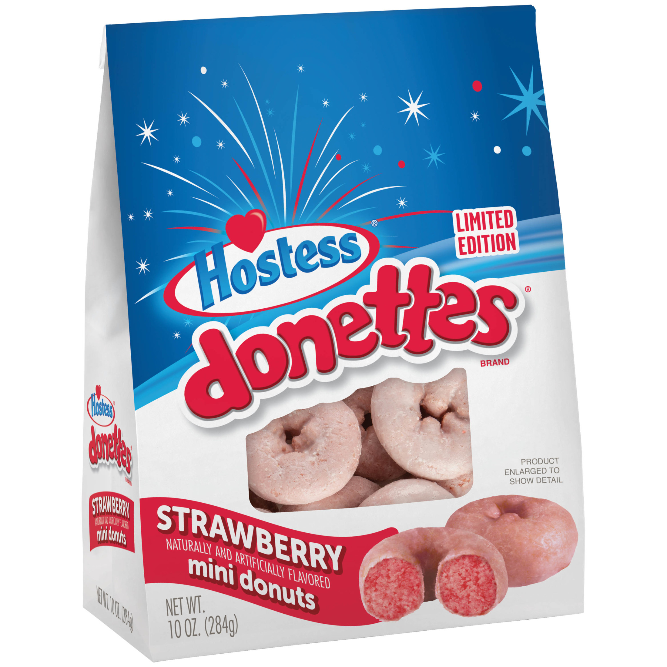 HOSTESS Strawberry Naturally & Artificially Flavored DONETTES, Limited Edition, Mini Glazed Donuts, 10 oz thumbnail 3