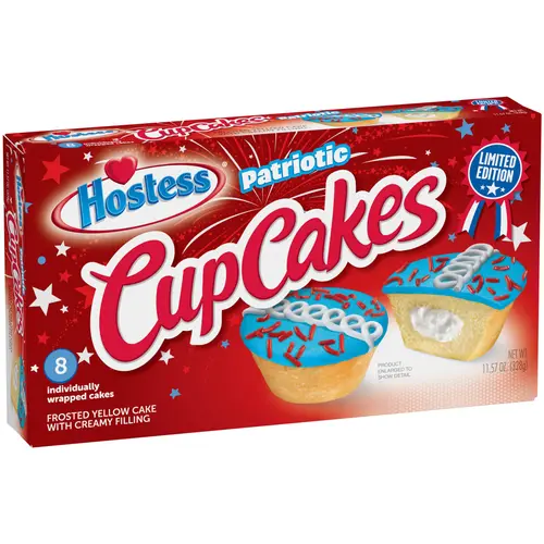 HOSTESS Patriotic CupCakes, Limited Edition, Red White and Blue, 8 count, 11.57 oz thumbnail 3
