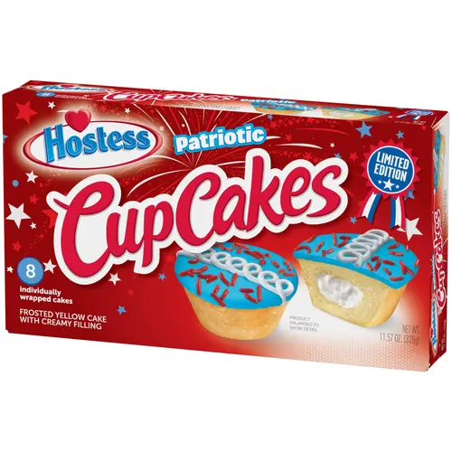 HOSTESS Patriotic CupCakes, Limited Edition, Red White and Blue, 8 count, 11.57 oz thumbnail 4