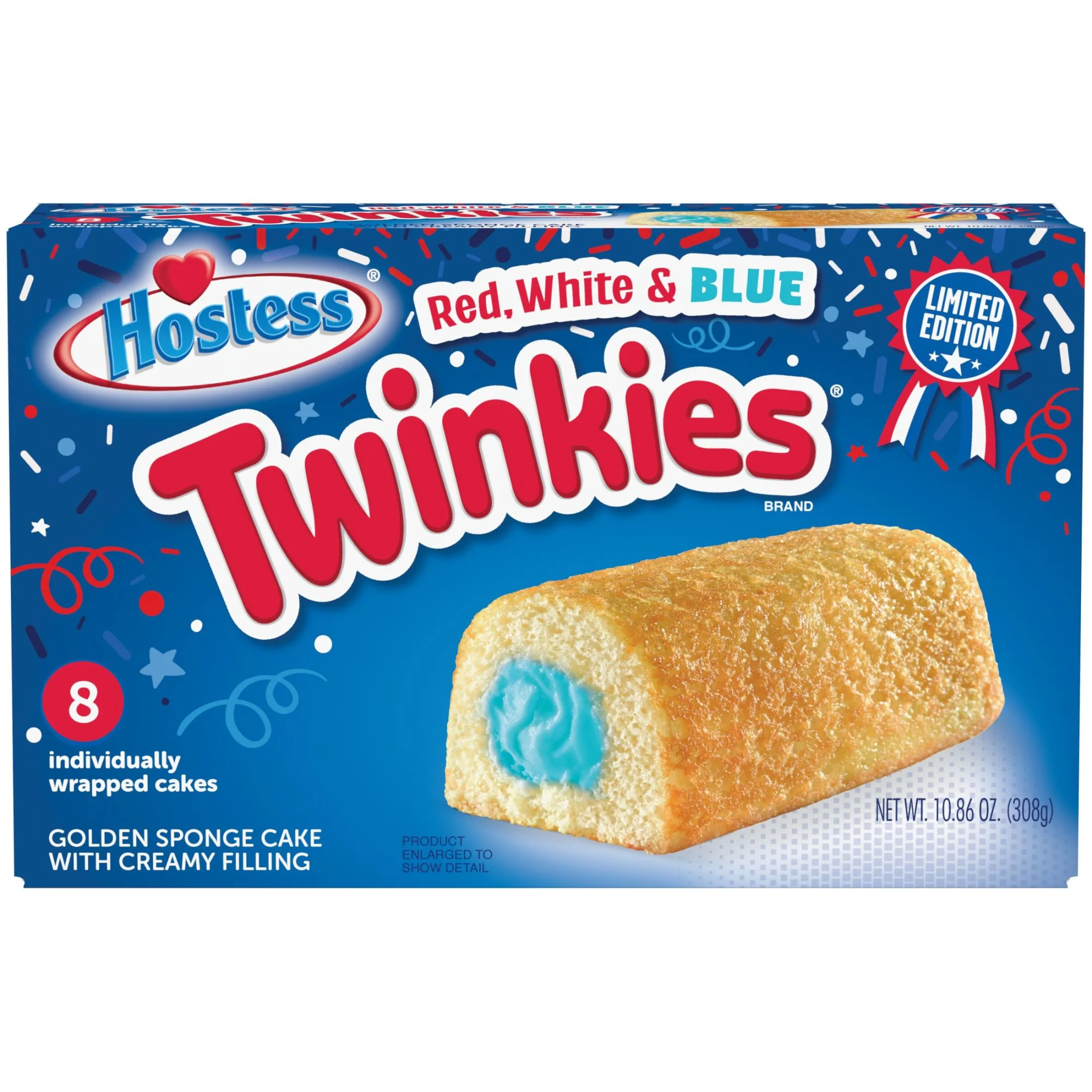 HOSTESS Patriotic TWINKIES, Limited Edition Holiday Snack Cakes, 8 count, 10.86 oz