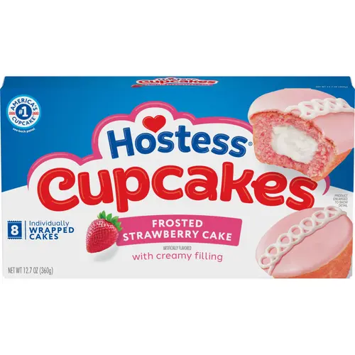 Hostess Cupcakes, Artificially Flavored Strawberry Snack Cakes, 12.7 oz Box (8 Ct.)