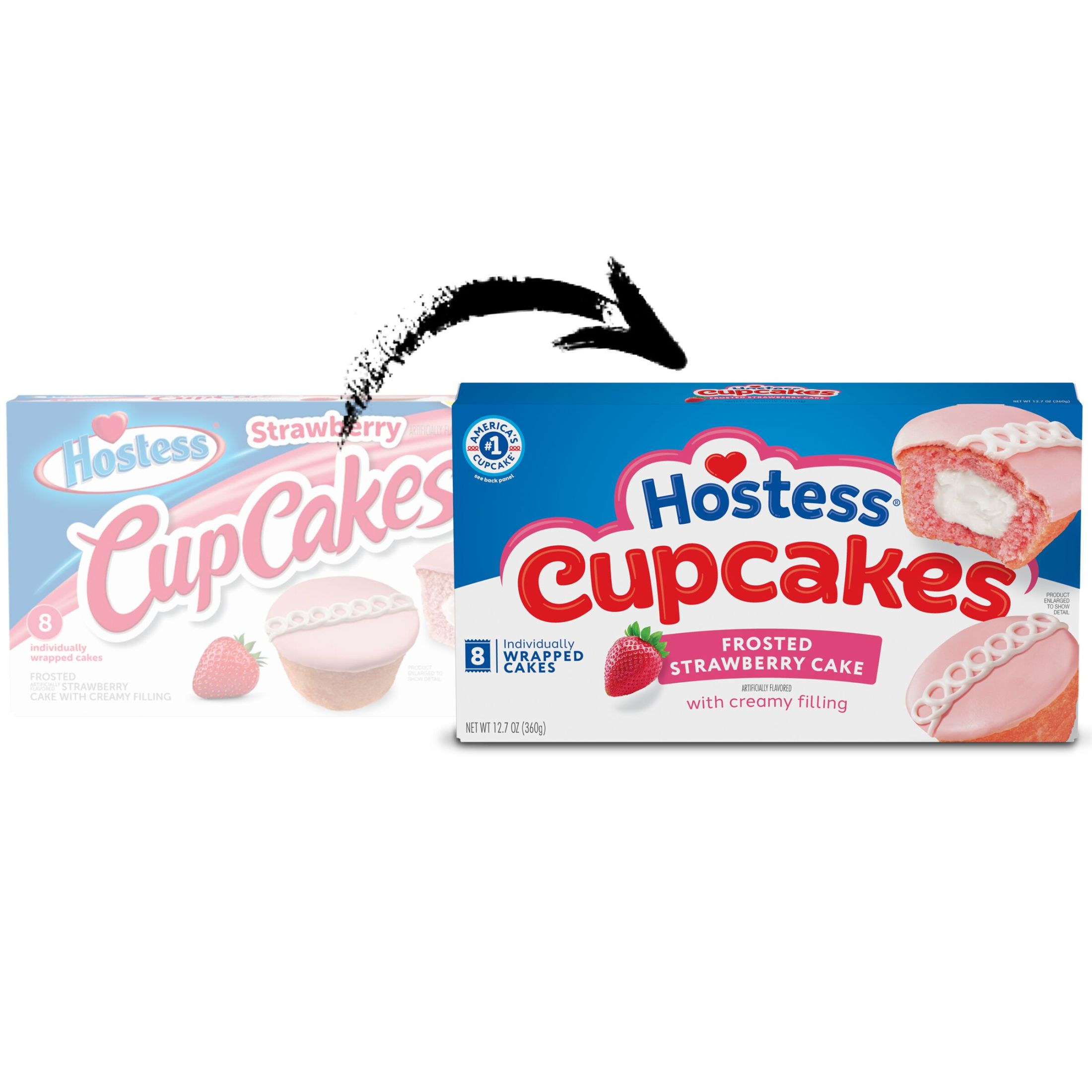 Hostess Cupcakes, Artificially Flavored Strawberry Snack Cakes, 12.7 oz Box (8 Ct.) thumbnail 3