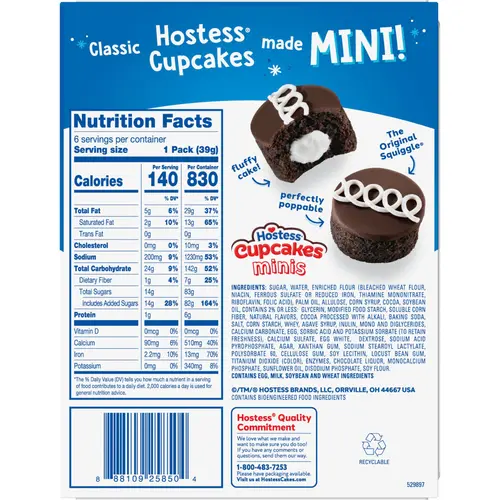 Hostess Cupcakes Minis, Chocolate Snack Cakes, 8.17 Oz. Box (6 Ct.) thumbnail 3