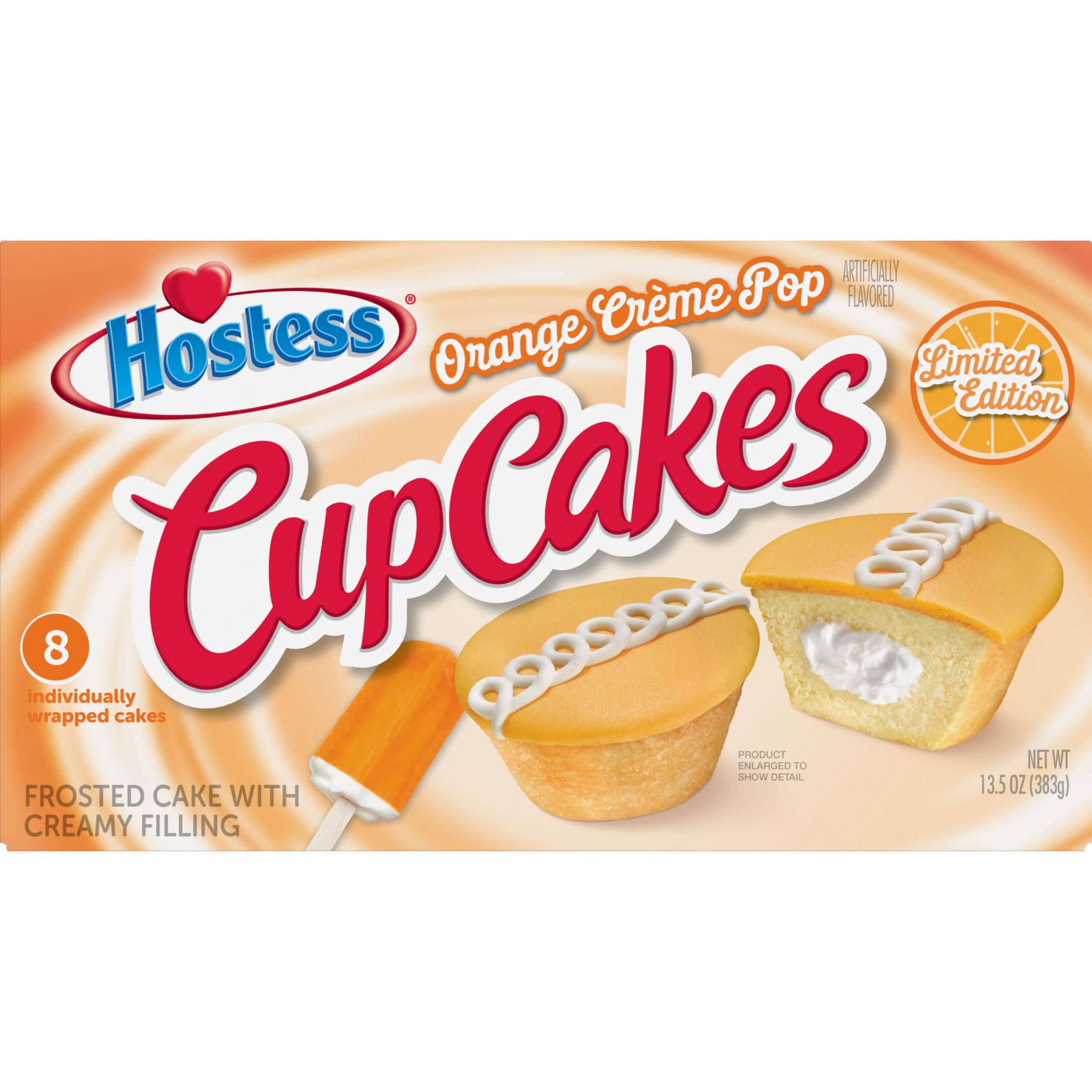 HOSTESS Limited Edition Orange CrÃ¨me Pop  Artificially Flavored CupCakes, Creamy Filling, 8 Count, 13.5 oz