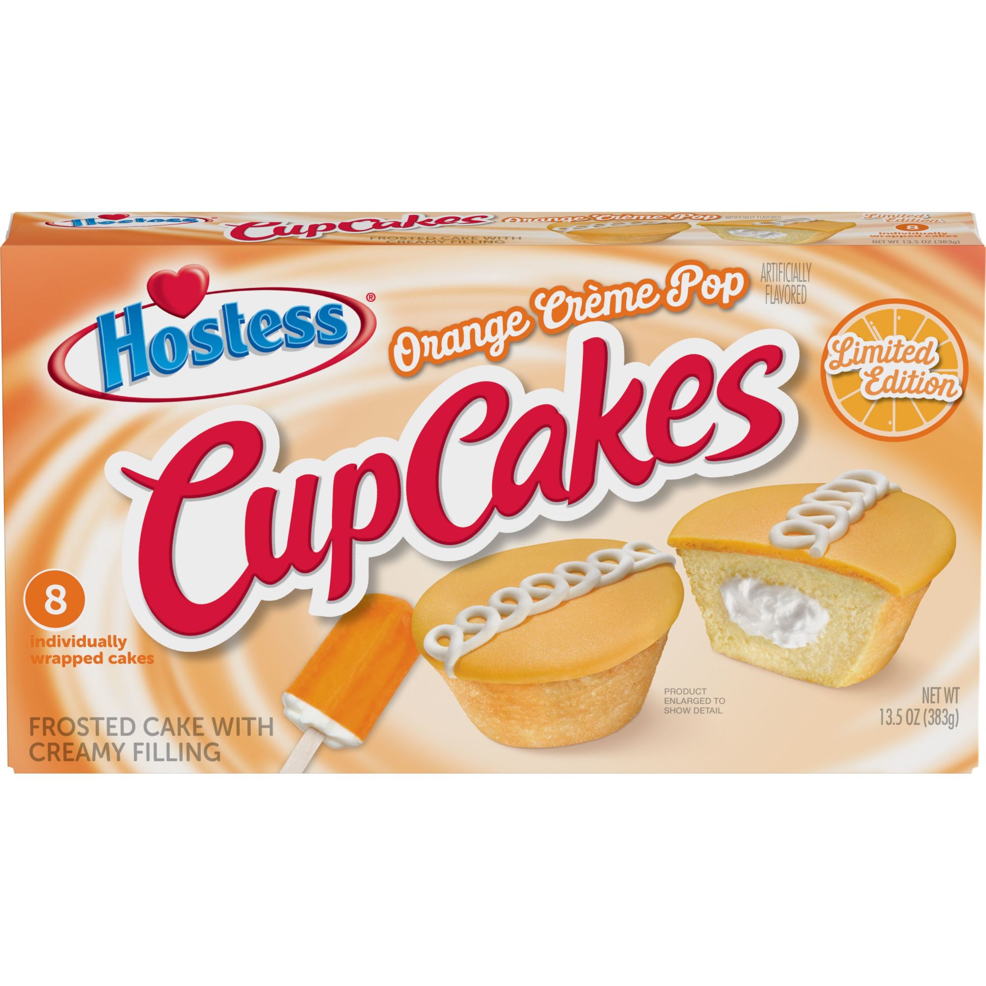 HOSTESS Limited Edition Orange CrÃ¨me Pop  Artificially Flavored CupCakes, Creamy Filling, 8 Count, 13.5 oz thumbnail 2