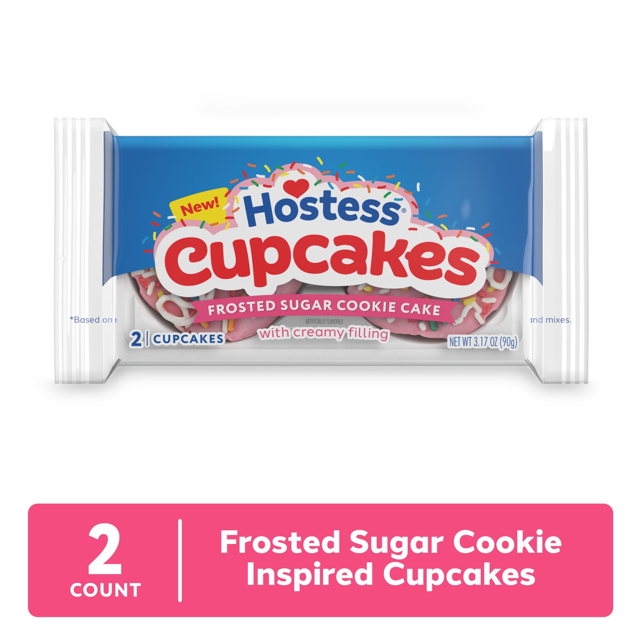 Hostess Cupcakes, Frosted Sugar Cookie Artificially Flavored Snack Cakes, 3.17 oz. Pouch (2 Ct.).  Vanilla Cake.  Sugar Cookie F