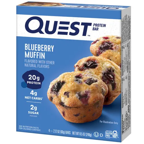 Quest Protein Bar, Blueberry Muffin Flavor, 20g of Protein, Gluten Free, 4 Count thumbnail 2