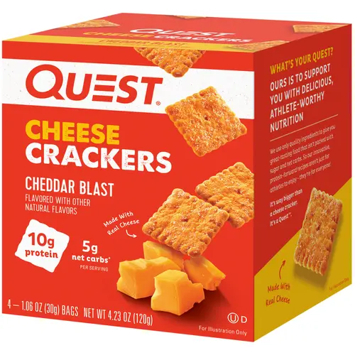 Quest Cheese Crackers, Cheddar Blast flavor, 10g of Protein, Made with Real Cheese, 4 Count thumbnail 2