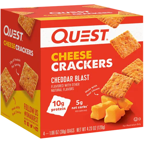 Quest Cheese Crackers, Cheddar Blast flavor, 10g of Protein, Made with Real Cheese, 4 Count thumbnail 3