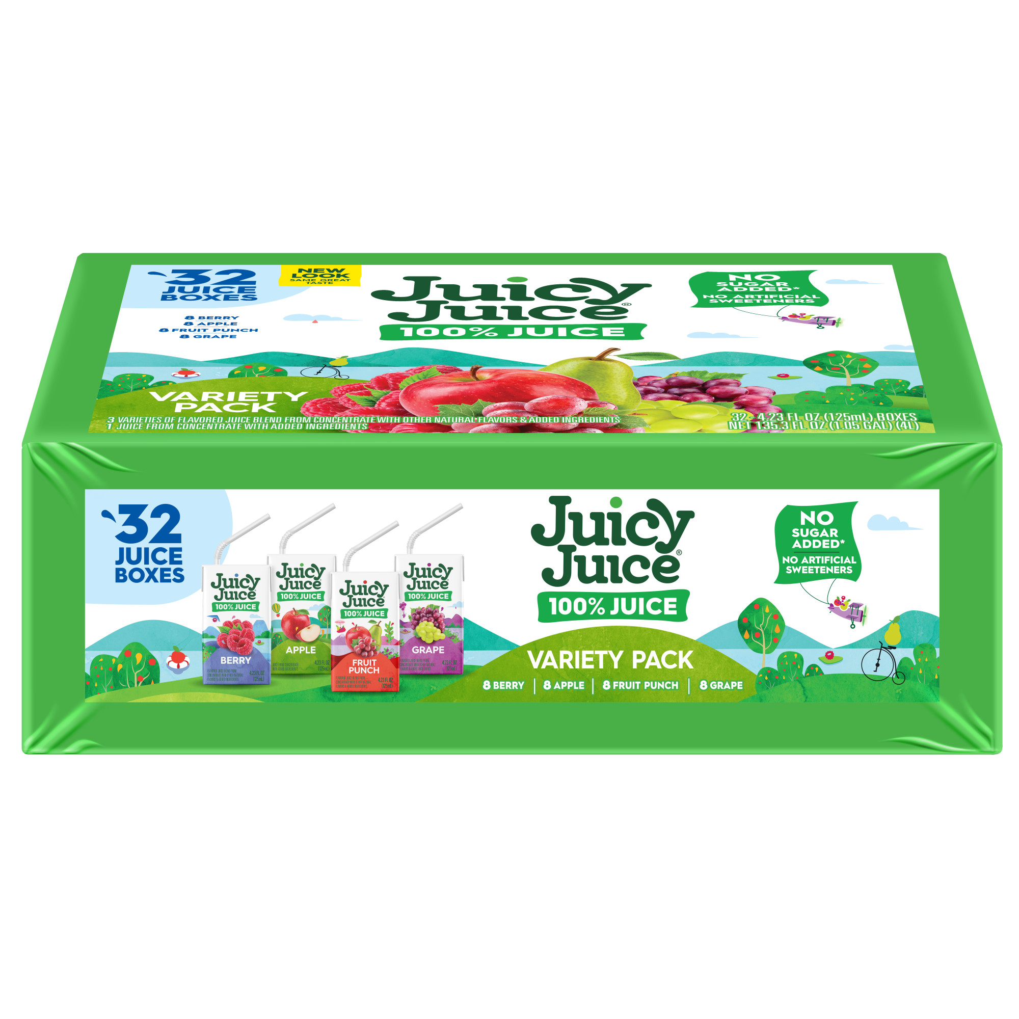 Juicy Juice 100% Juice, Shelf Stable Juice Box Variety Pack, 32 Count, 4.23 fl oz Boxes