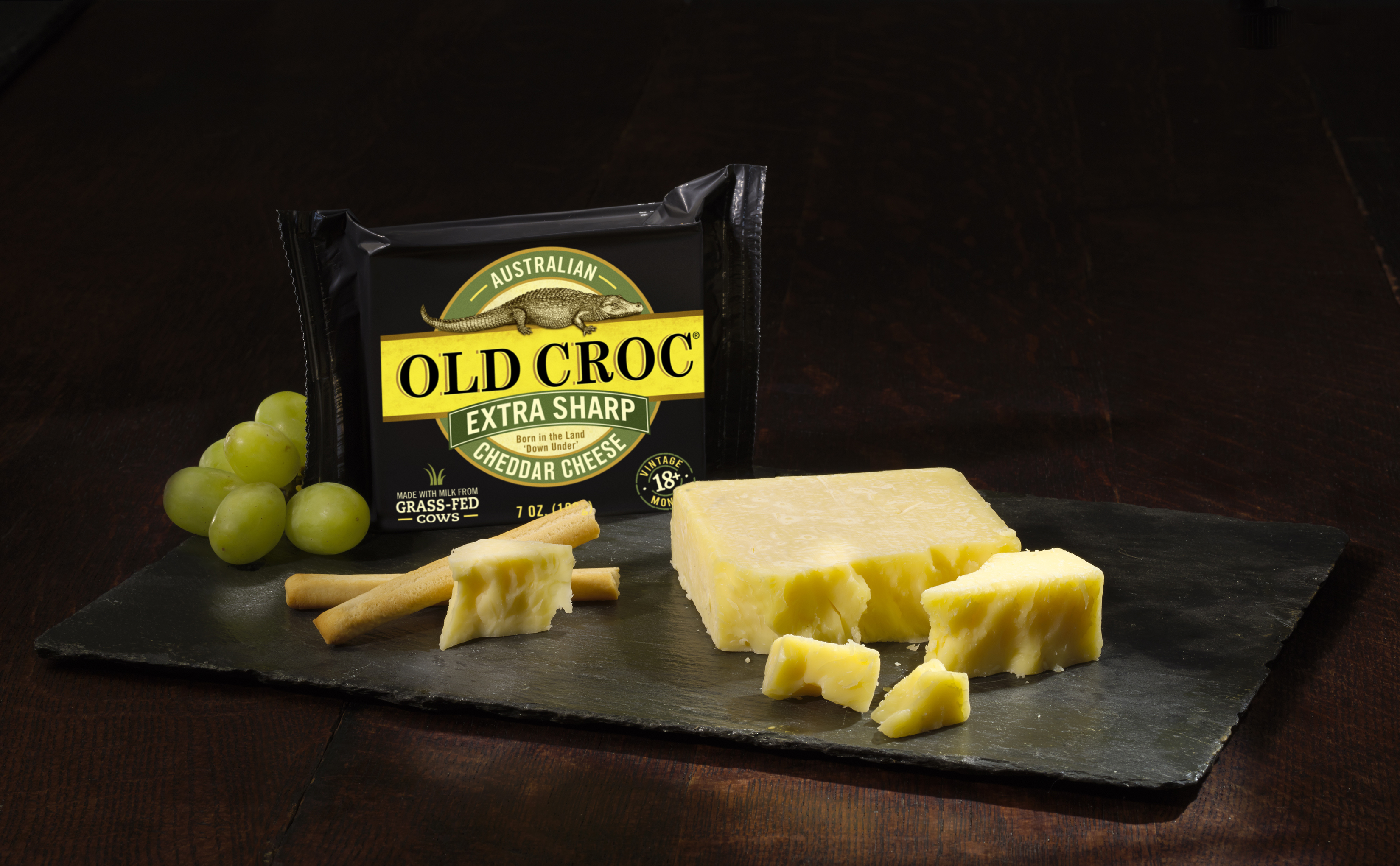 Old Croc Extra Sharp Cheddar Cheese Chunk, 7oz, Refrigerated, Plastic Wrapper thumbnail 3