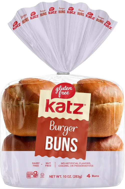 Katz Gluten Free Burger Buns |Gluten Free, Dairy Free, Nut Free, , Kosher | (1 Pack, 10.0 Ounce Each)