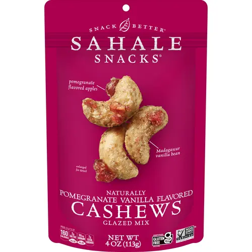 Sahale Snacks Naturally Pomegranate Vanilla Flavored Cashews Glazed Mix, Gluten-Free Snack, 4-Ounce Pouch