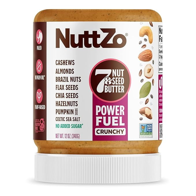 NuttZo Natural Power Fuel Crunchy 7 Nuts & Seeds Butter | Paleo and Keto Friendly | Peanut & Gluten Free, Kosher, No Add