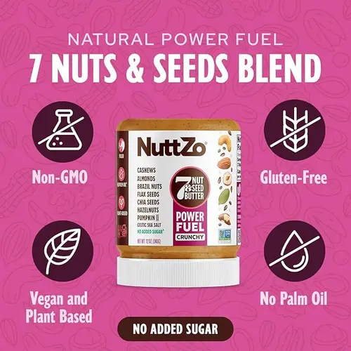 NuttZo Natural Power Fuel Crunchy 7 Nuts & Seeds Butter | Paleo and Keto Friendly | Peanut & Gluten Free, Kosher, No Add thumbnail 4