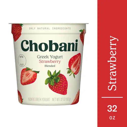 Chobani Non-Fat Greek Yogurt Strawberry Blended 32 oz Tub thumbnail 3