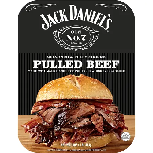 Jack Daniel's Seasoned Pulled Beef, Fully Cooked, Ready to Heat,16 oz Tray (Refrigerated)