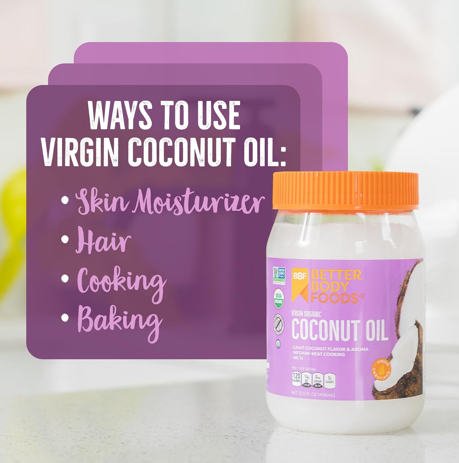 Betterbody Foods Virgin Organic Coconut Oil, 28.0 fl oz thumbnail 4