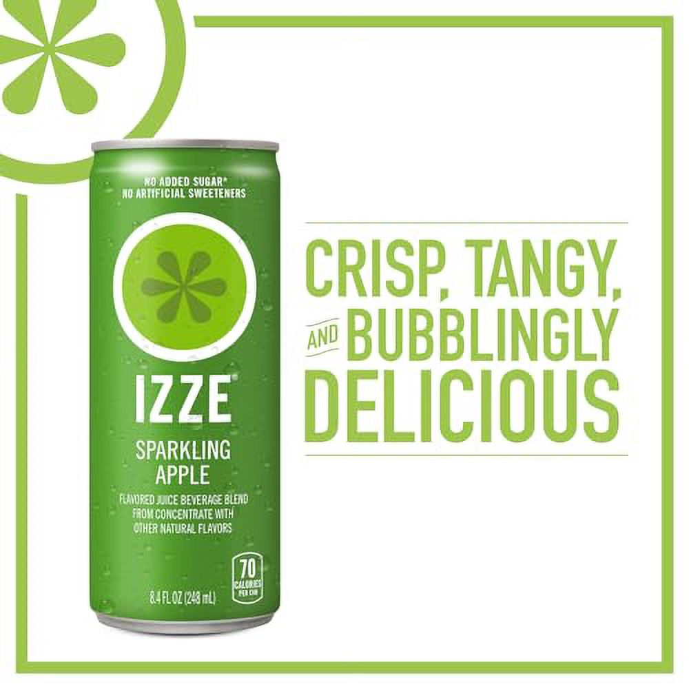 IZZE Sparkling Juice, Apple, No Added Sugars, No Preservatives, Non-GMO, 8.4 Fl Oz Can (Pack of 24) thumbnail 2