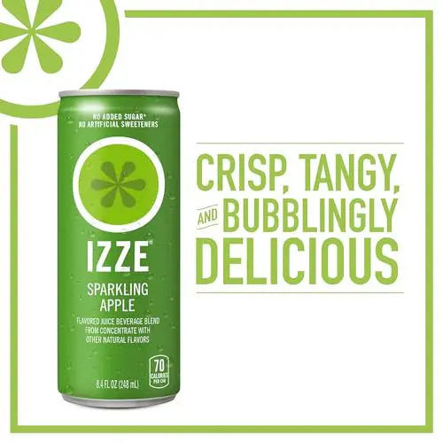 IZZE Sparkling Juice, Apple, No Added Sugars, No Preservatives, Non-GMO, 8.4 Fl Oz Can (Pack of 24) thumbnail 2