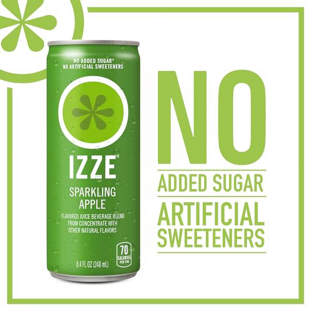IZZE Sparkling Juice, Apple, No Added Sugars, No Preservatives, Non-GMO, 8.4 Fl Oz Can (Pack of 24) thumbnail 3